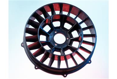 This rotor is injection moulded in Victrex® PEEK™ polymer by Fluorten Srl of Italy (www.fluorten.com). The polymer combines outstanding mechanical performance with light weight and cost-effective manufacture. 