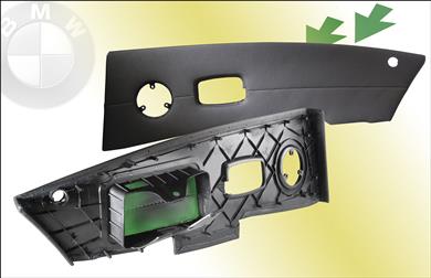 DSM ARNITEL® TPE EXCELS IN 2K-MOULDED BMW SIDE AIRBAG The German airbag system manufacturer Dräxlmaier (Vilsbiburg, Germany) developed a 2K-moulded side airbag system for BMW with a frame of PC/ABS and (in green) a soft airbag cover of Arnitel PL471 TPE. 