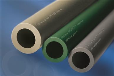 Smaller, thin-walled pipes made from Beta-PPR™ vs. standard PP-R. 