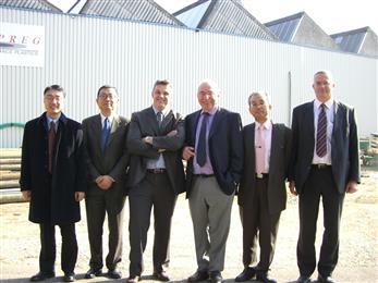The Sumitomo Bakelite Group acquires Neopreg AG, a Swiss producer of long fiber thermoset composites marketed under the trade names Kinel and Neonite. Neopreg AG will be integrated into Vyncolit N.V., Sumitomo Bakelite Group’s subsidiary that produces moldable composites in Europe, but will retain its name. From left to right: Hideki Maruyama, Manager Long Fibre Technology Sumitomo Bakelite Europe; Shigeki Muto, President Sumitomo Bakelite Europe; Henny van Dijk, President Vyncolit and Neopreg; Theo Staeheli, Founder of Neopreg; Yoshiaki Taniguchi, Manager Business Planning Sumitomo Bakelite Japan and Peter van de Flier, Market Manager Neopreg products.