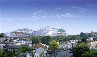 Walls of the Lansdowne Road [Aviva] Stadium in Dublin, Ireland, Constructed of SABIC Innovative Plastics’ Lexan* Sheet>