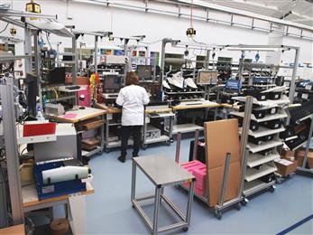 As a leader in industrial automation solutions, Hirschmann™, a Belden brand, produces industrial switches and active devices at its main manufacturing location in Neckartenzlingen, Germany. 
(Photos: Belden, PR195)