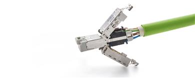 TE Connectivity lanza el conector industrial IP20 RJ45 Cat 6A para instalaciones rápidas y sin errores. (Fuente: TE Connectivity, PR021)