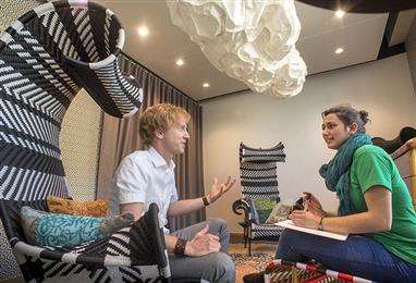 Creative brainstorm room supporting out-of-the-box thinking.