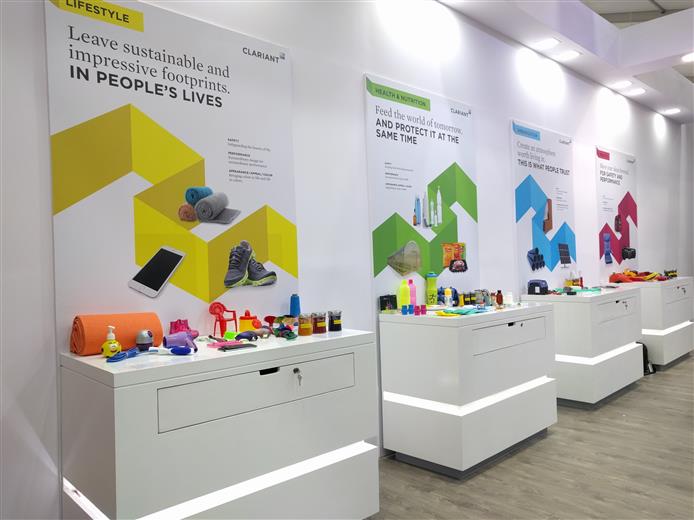 Clariant showcases products under the megatrends of lifestyle, health & nutrition, urbanization and mobility.
(Photo: Clariant)