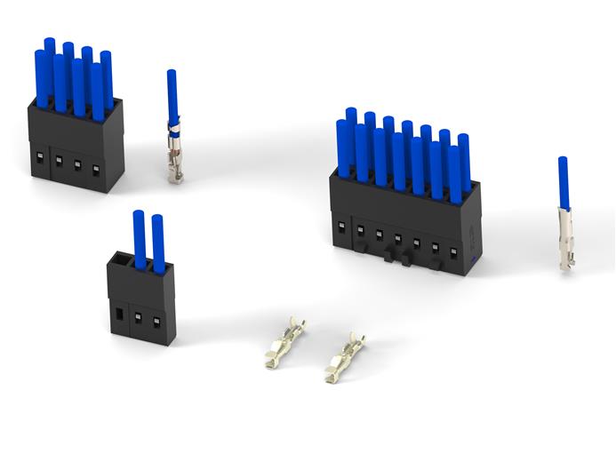 Los receptáculos de engarce de cable a placa de 2 mm y los conectores de cabecera encapsulados AMPMODU de TE Connectivity liberan espacio en las placas de circuito impreso. 
(Fuente: TE Connectivity, PR409)