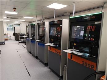 GE Additive fleet of Mlab machines installed at the 3D Medical/ 3D Print facility.
(Photo: France Relance, GEADPR058)
