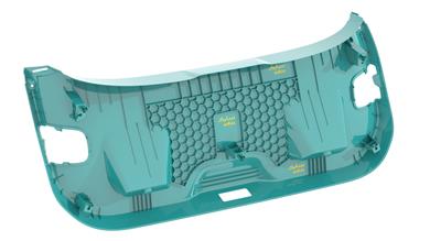 Innenkonstruktion einer schaumspritzgegossenen inneren Heckverkleidung aus SABIC® PPc F9005.