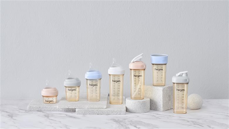 Solvay and Hegen have entered into a strategic partnership for the use of mass balance circular Duradex™ polyphenyl sulfone (PPSU) MB in Hegen’s premium line of Press-to-Close, Twist-to-Open™ (PCTO™) baby feeding bottles. (Photo: Solvay, PR096)