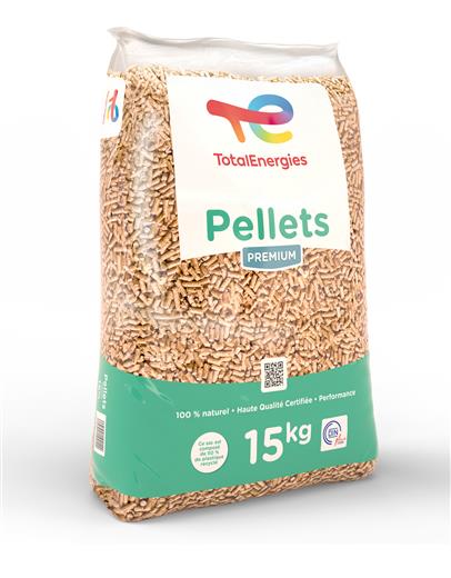 TotalEnergies Premium Wood Pellets packaging now made of 50% recycled polymers from the RE:clic range.