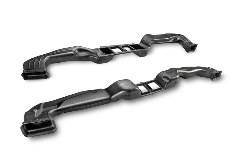 Two diverse transportation applications – structural cores for sandwich panels in delivery vans, trucks and recreational vehicles (RVs) and blow-molded air ducts – can be made from SABIC® PP-UMS (Polypropylene – Ultra Melt Strength) foam resin.