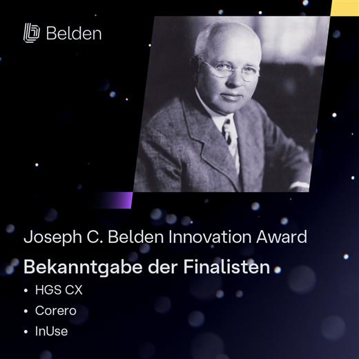 Belden benennt drei Finalisten für den Joseph C. Belden Innovation Award. (Foto: Belden, PR550)